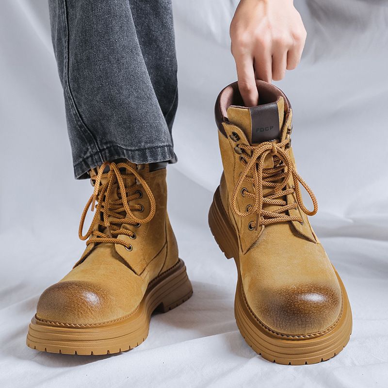 Lovers Wild British Style Vintage Thick Sole Increased Suede Men's Martin Boots