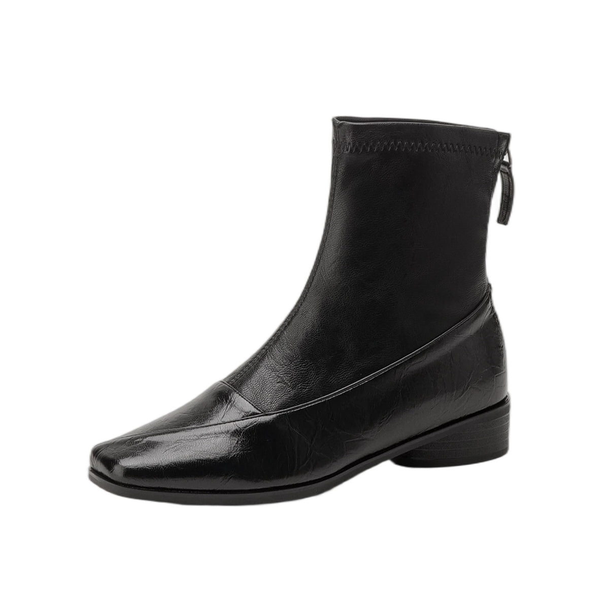 Women's Booties Genuine Temperament Square Toe Soft Bottom Comfortable Flat Boots