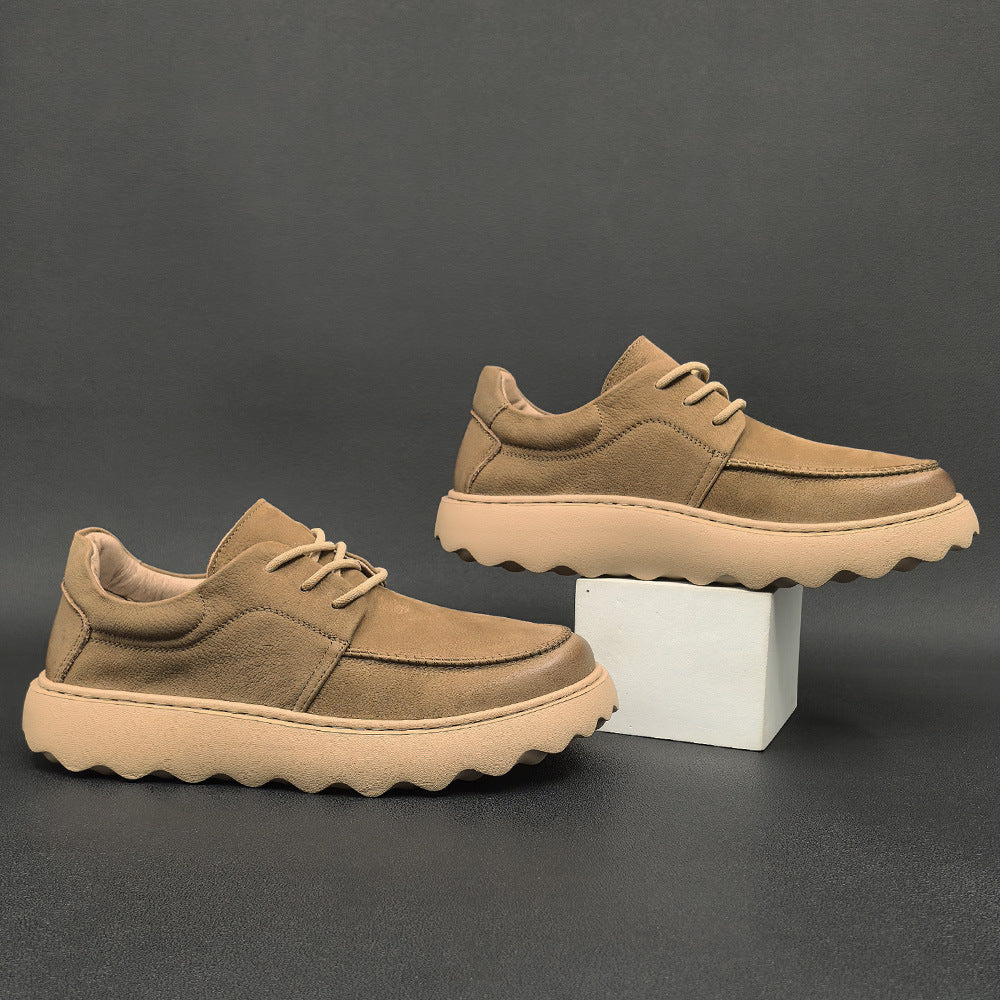 Men's Fashion First Layer Cowhide Platform Elevator Men's Sports Shoes