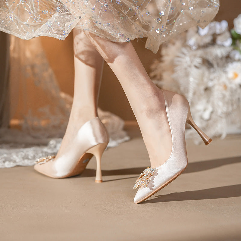 Women's Wedding Dress Square Buckle Small Size Women's Fashion Shoes