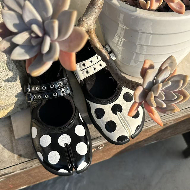 Women's Polka Dot Trotter Pumps Flat Ballet Mary Women's Casual Shoes