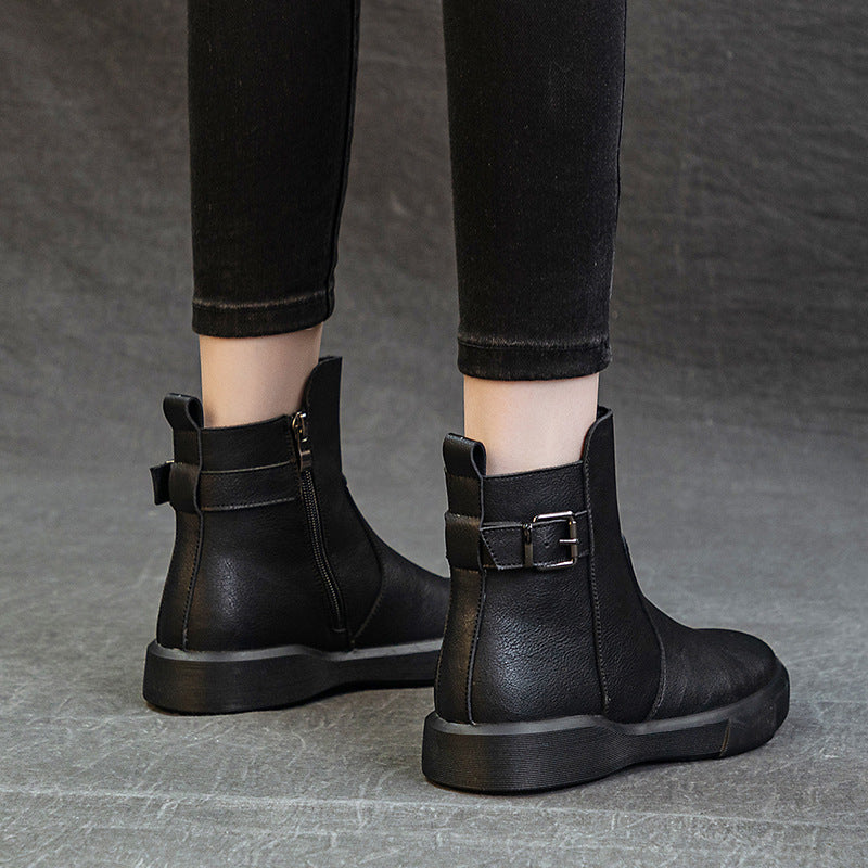 Women's Retro Martin Short Low-cut Thick Bottom Thin Women's Leather Boots