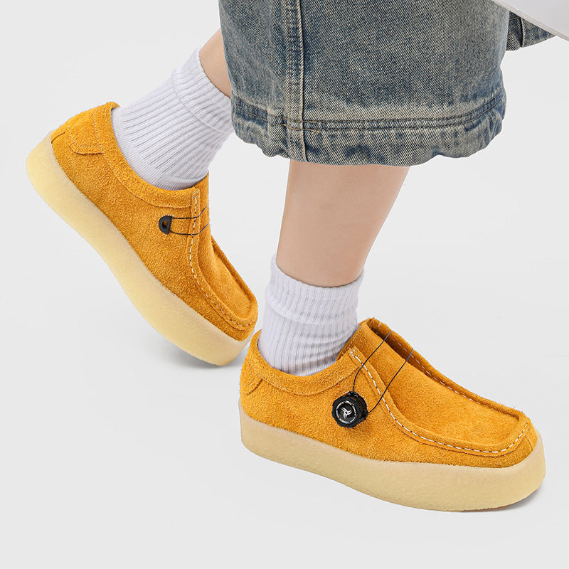Retro Comfort Fashion Frosted Square Toe Platform Heighten Yellow Casual Shoes