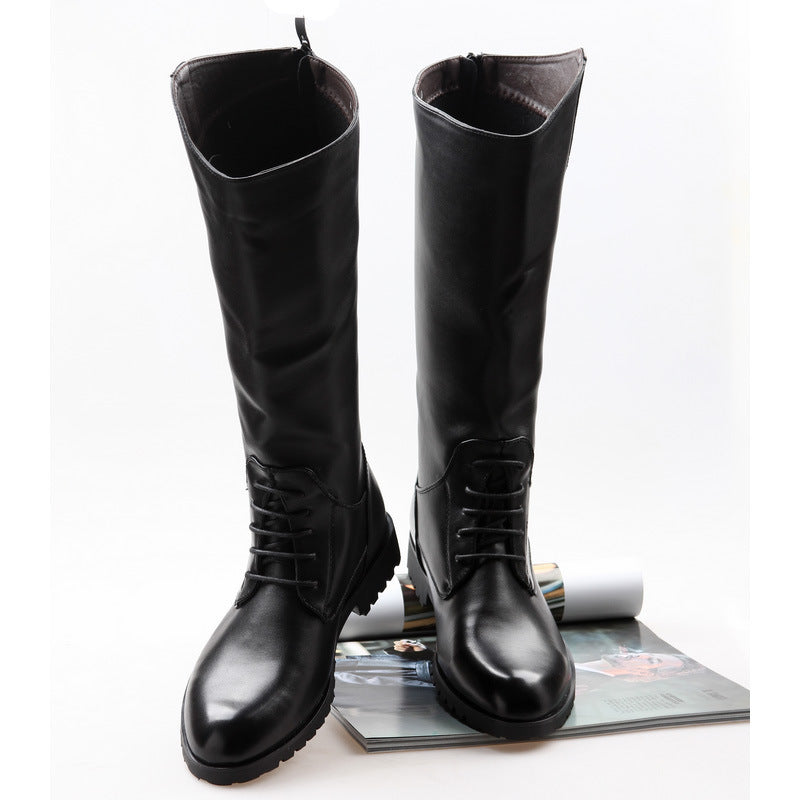 Men's Fashion High Back Zipper Trend Performance Stage Men's Leather Boots