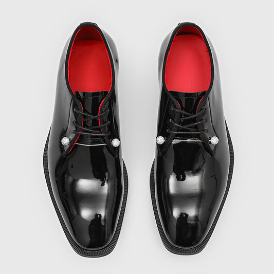 Men's Business Platform Glitter Tied Commuter Red Bottom Formal Wear Fashionable Men's Shoes