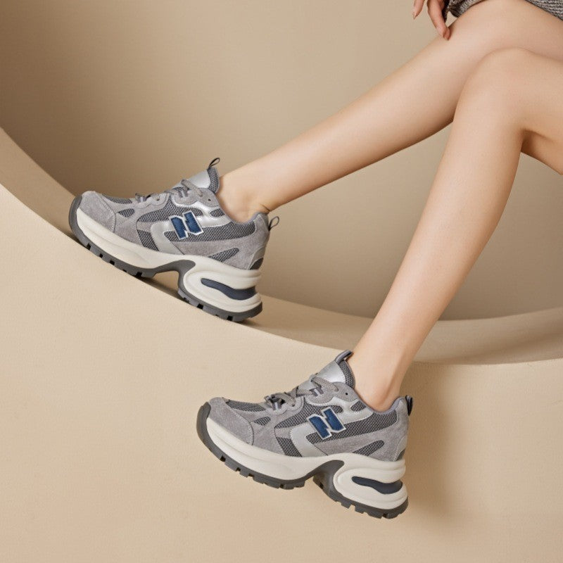 Women's Increasing Insole Daddy Small Tall Gray Platform Women's Sports Shoes
