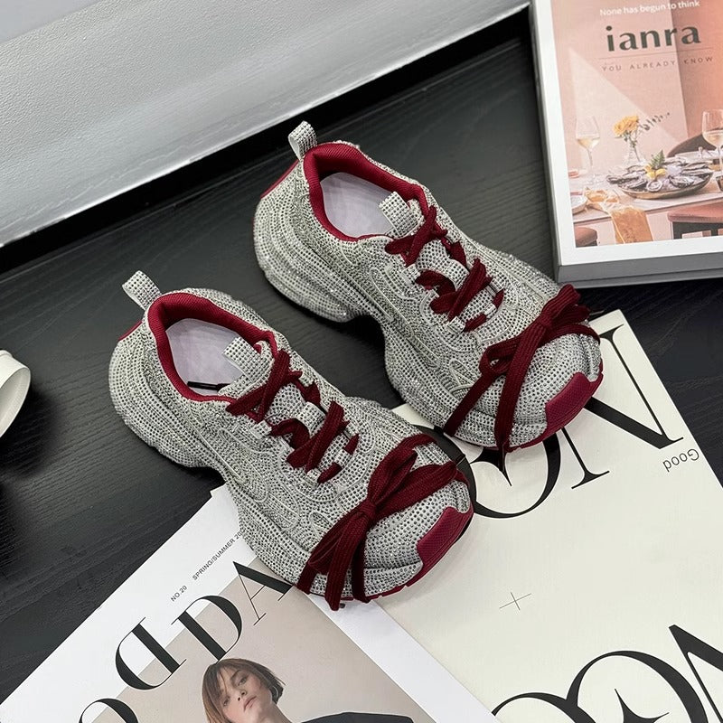 Rhinestone Starry Sky Dad Thick Bottom Elevator Wild Full Casual Shoes