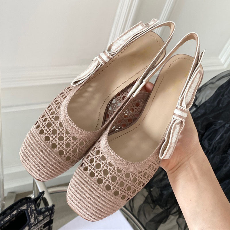 Women's Square Toe High Back Strap Shallow Mouth Chunky Sandals