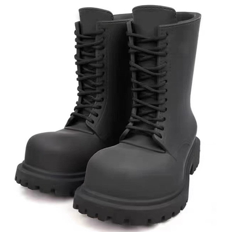 Men's Niche Paris Mickey Big Derby Thick Bottom Round Toe Black Men's Martin Boots