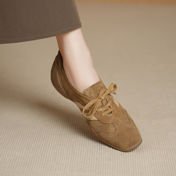 Women's Cowhide Platform German Training Genuine Lace Up Pumps Women's Fashion Shoes