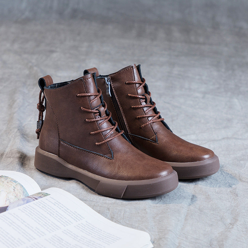 Women's Size Martin British Style Soft Bottom Warm Women's Leather Boots