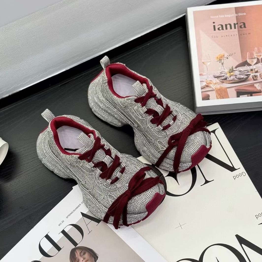 Women's European Goods Full Diamond Dad Platform Fried Casual Shoes