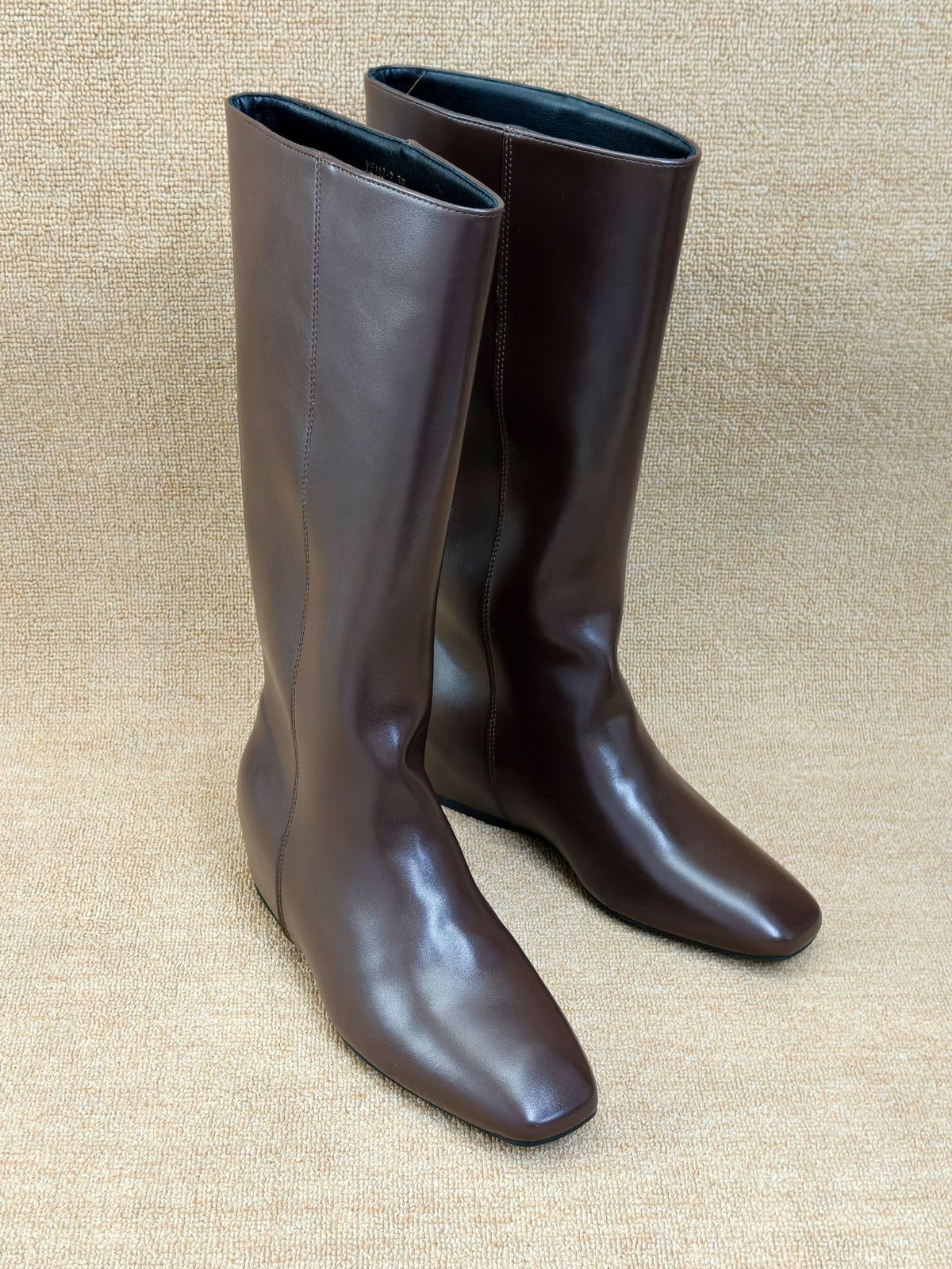 Women's Square Head Slimming Simple Height Increasing Insole Wide Tube Knight Women's Leather Boots