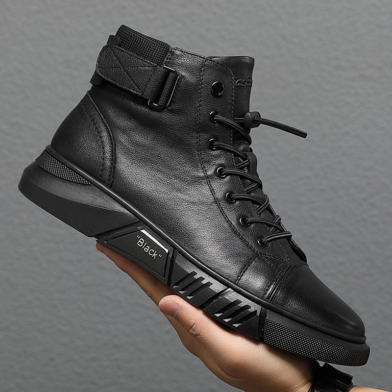 Men's Martin Fleece British Style Genuine Warm Men's Leather Boots