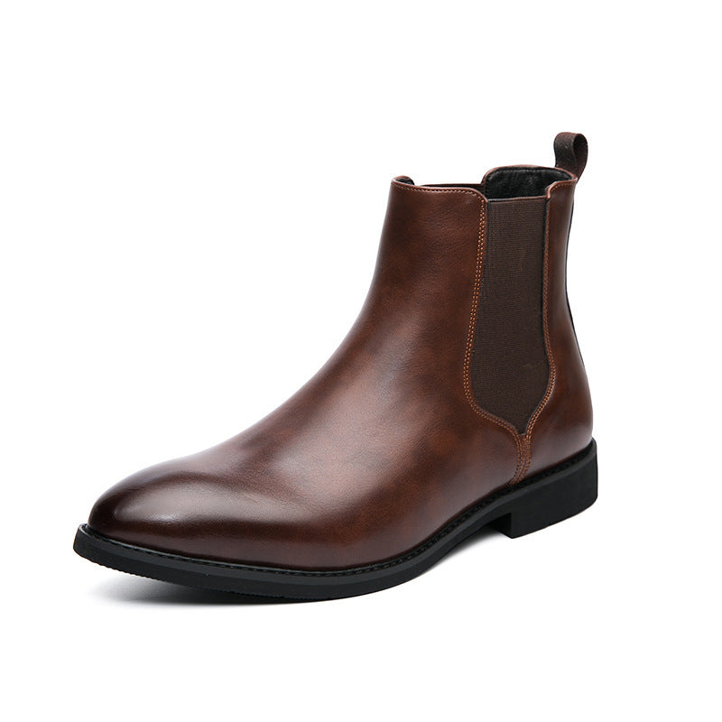 Men's Large Size Fashion Chelsea Trendy Slip-on Men's Leather Boots