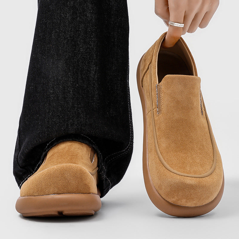 Men's Spring Suede Slip-on Soft Bottom Fashionable Men's Casual Leather Shoes