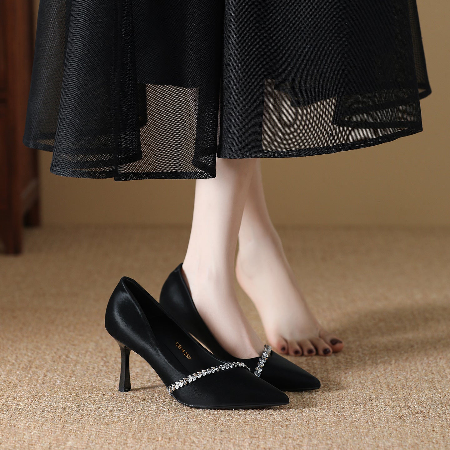 Women's Spring Stiletto Pumps High Pointed Temperament Korean Style French Pearl Heels