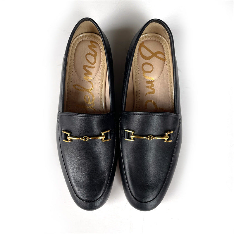 Women's Flat Pumps Authentic Step-on Two-way Lazy Versatile Small Leather Shoes