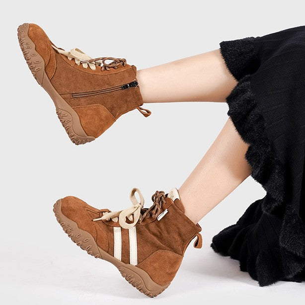 Women's Cowhide Version Boxing Winter Vintage Martin Height Women's Casual Shoes