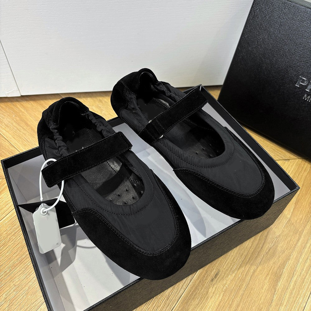 Women's Channel Version Triangle Mark Velcro Mary Jane Lightweight Soft Sole Slippers
