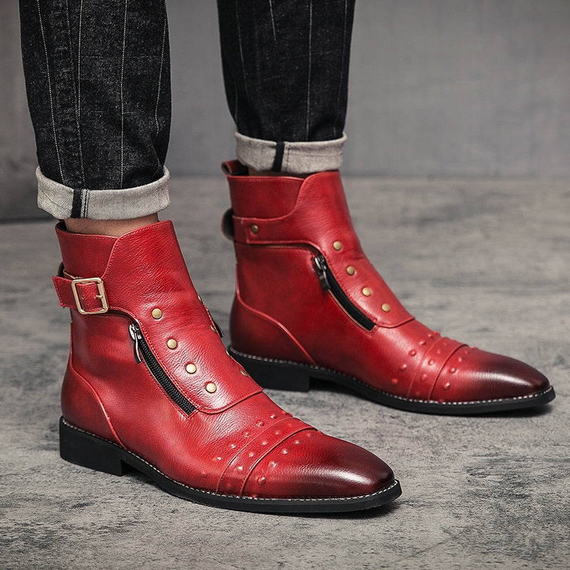 Men's Autumn Martin British Style Pointed Pumps Men's Leather Boots