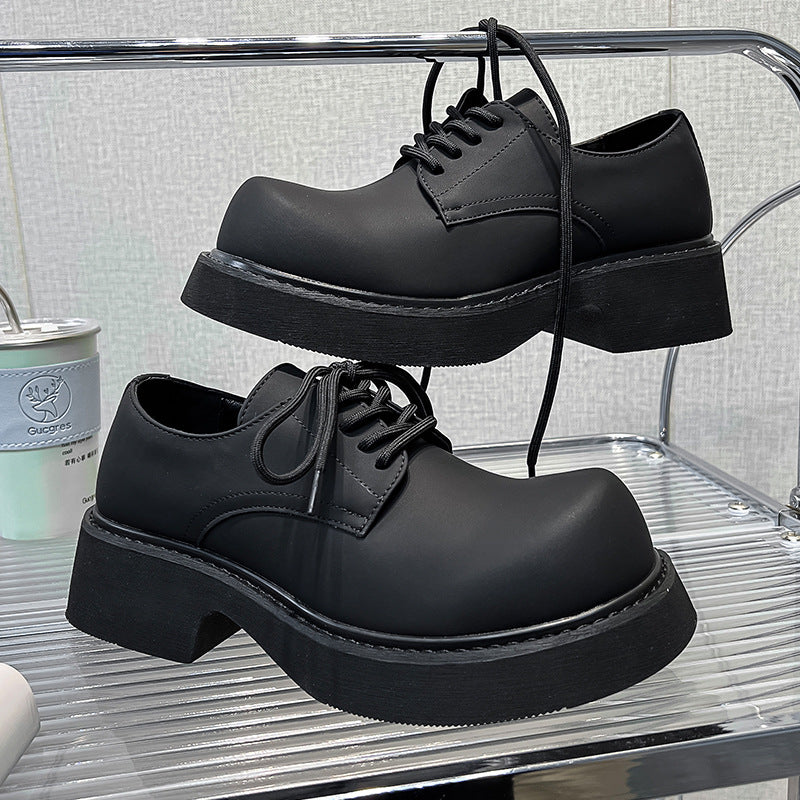 Men's With Veet Thick Bottom Increased Leisure Couples Leather Shoes