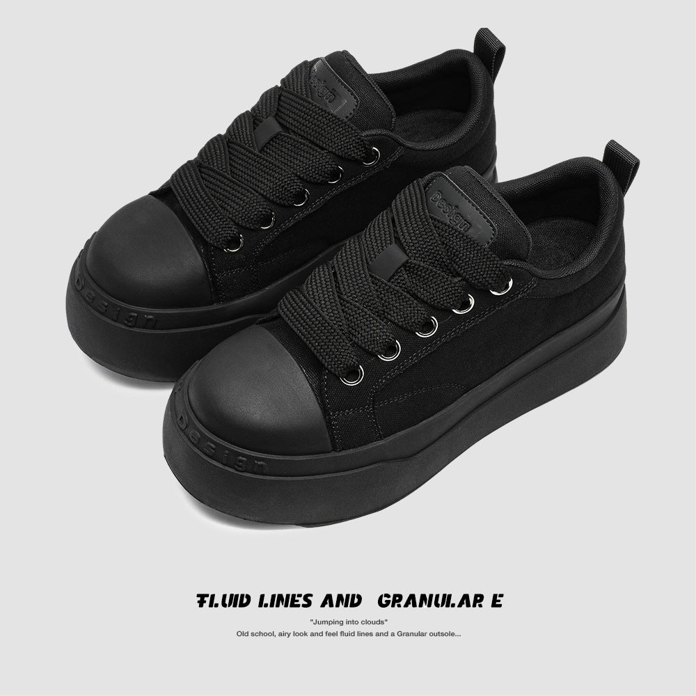 Women's & Men's Black White Niche Platform Height Increasing Men's Casual Shoes