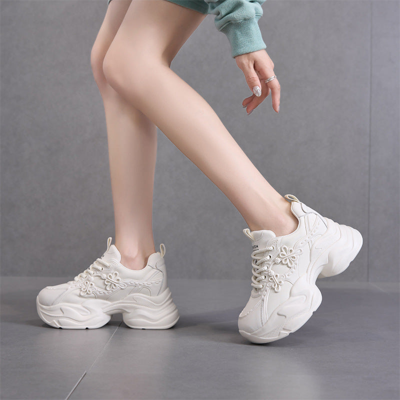 Women's National Style Authentic Clunky Autumn Small Height Increasing Wedge Sneakers