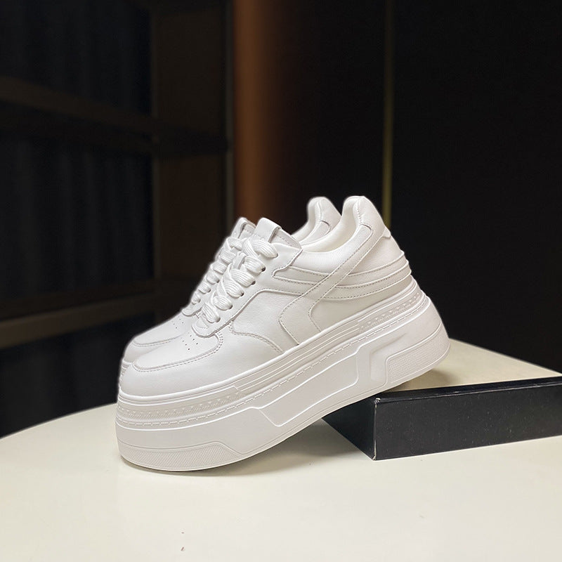 Women's European Goods Spring Thick-soled White Height Increasing Lightweight Sports Casual Shoes