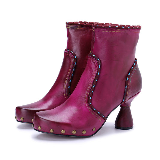 Women's Export Handmade Genuine Polished Fashion Side Women's Leather Boots