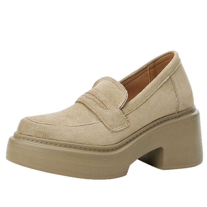 Women's Small Height Increasing Insole Platform Retro British Style Loafers