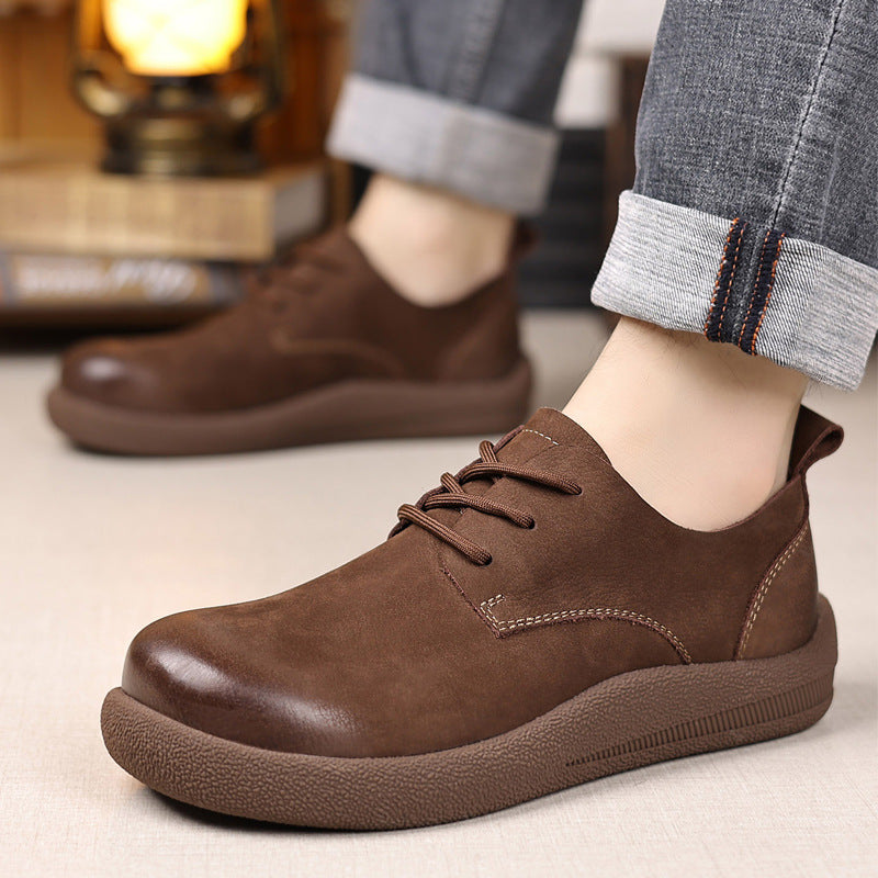 Men's Fashionable Genuine Soft Bottom Retro Big Men's Casual Leather Shoes
