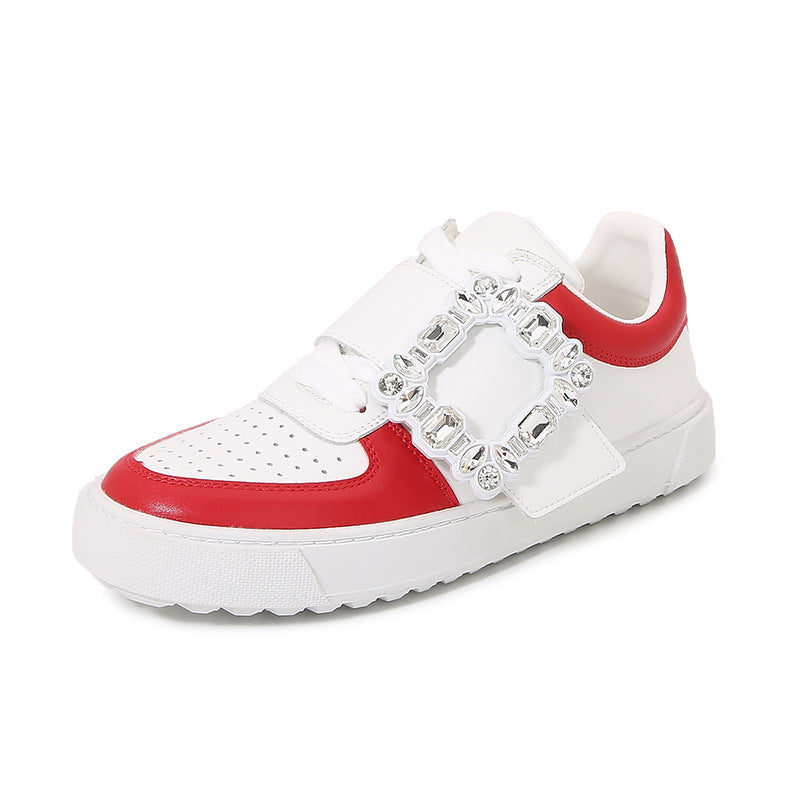 Women's Drill Buckle Fashion White Genuine Board Sports Casual Shoes