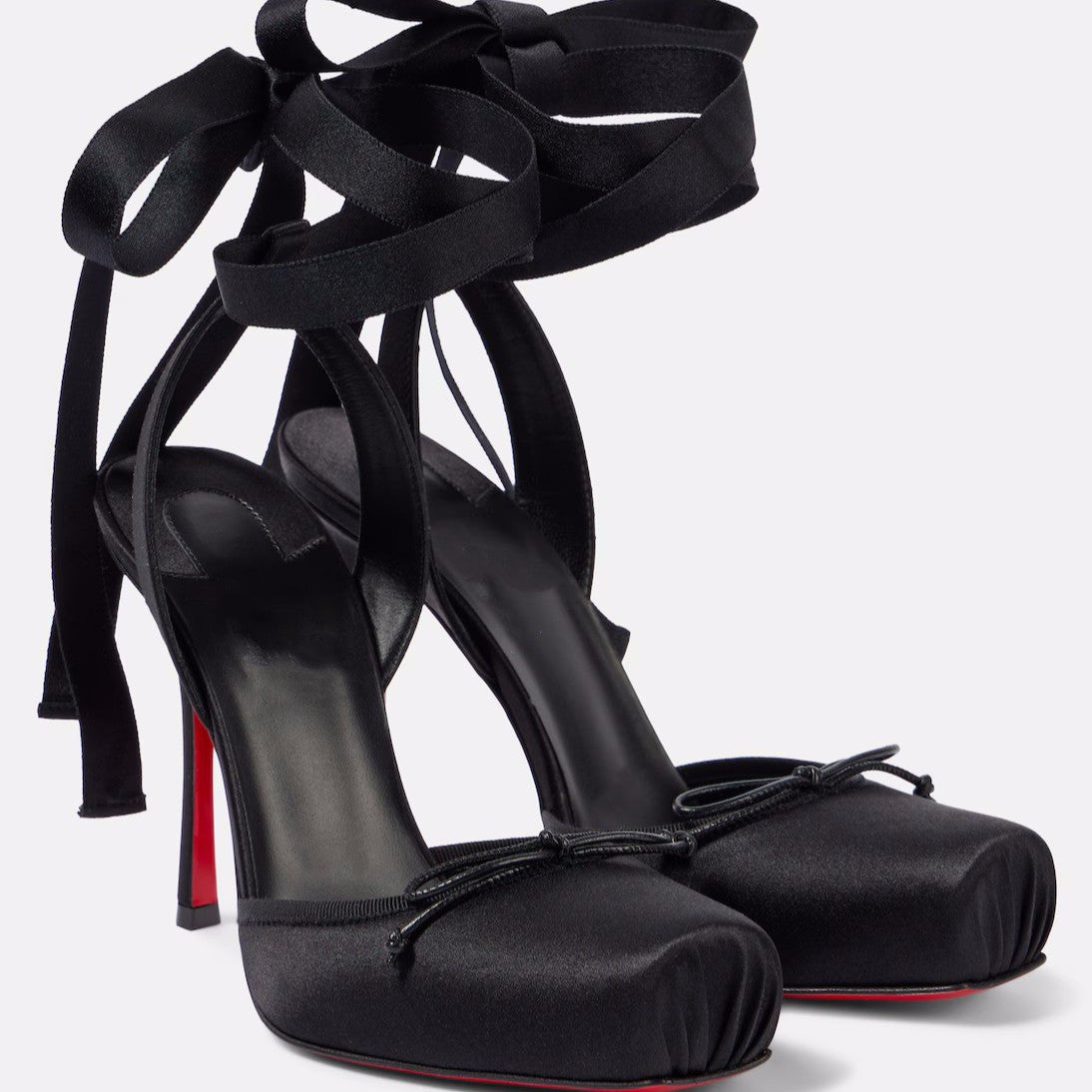 Stiletto Square Toe Ankle Strap Satin High Heeled Sandals