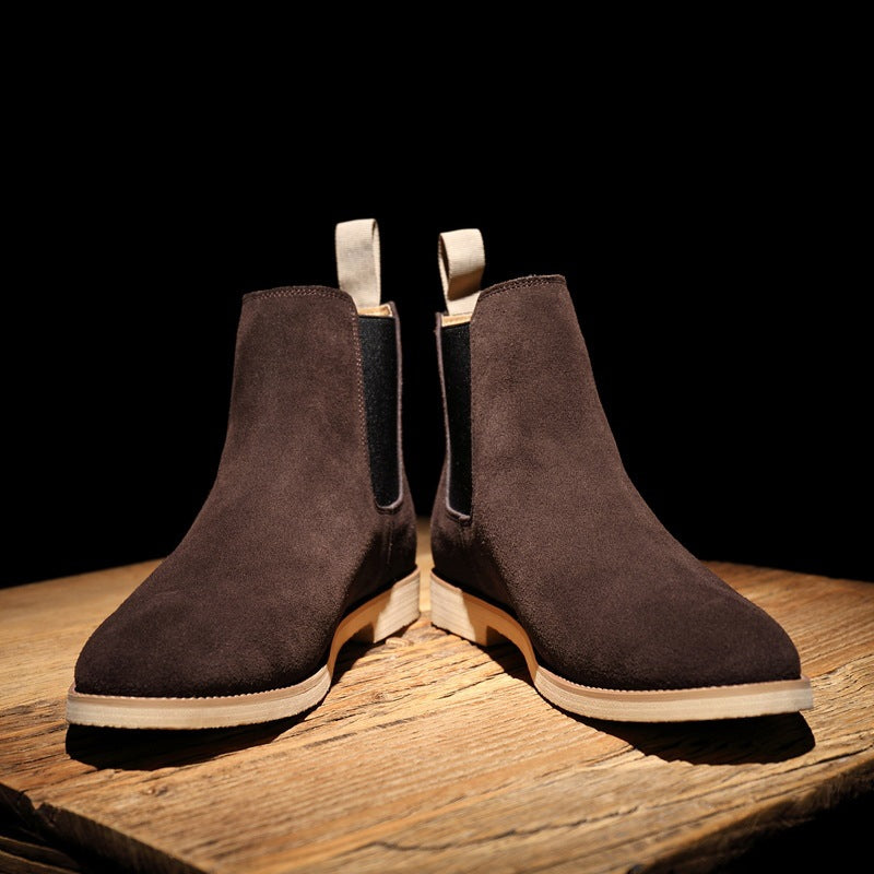 Men's Chelsea Pointed British Style Martin Matte High Men's Leather Boots