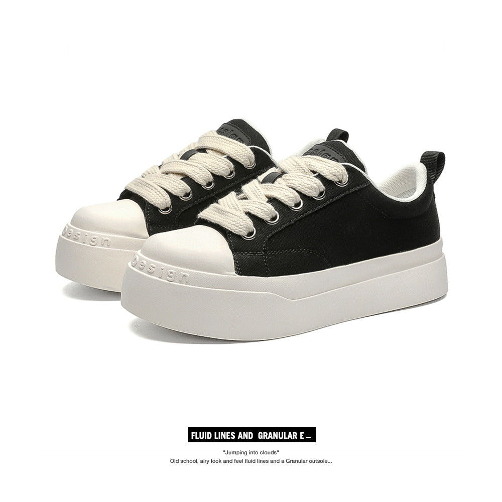 Women's & Men's Black White Niche Platform Height Increasing Men's Casual Shoes