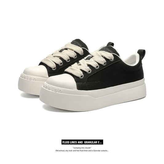 Women's & Men's Black White Niche Platform Height Increasing Men's Casual Shoes