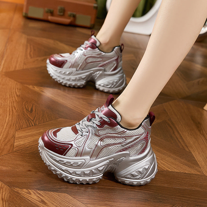 Women's Dad Platform Hollow Mesh Surface Small Height Increasing Women's Shoes