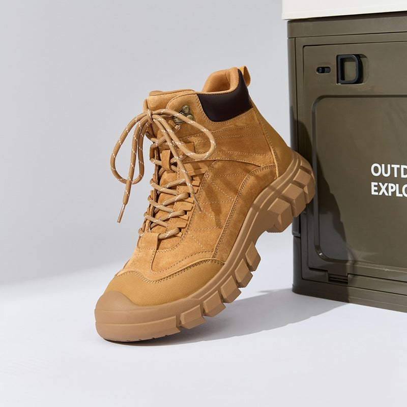Men's Travel Tooling Outdoor Thick Bottom Height Increasing Insole British Style Men's Martin Boots