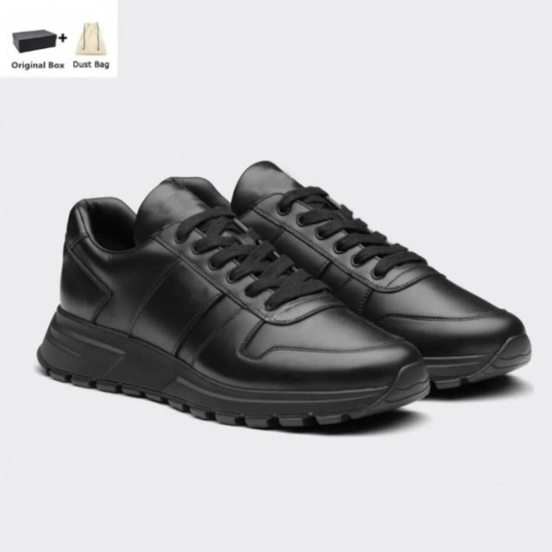 Logo Badge Platform Heightened Daddy Round Toe Lace Women's Sports Shoes