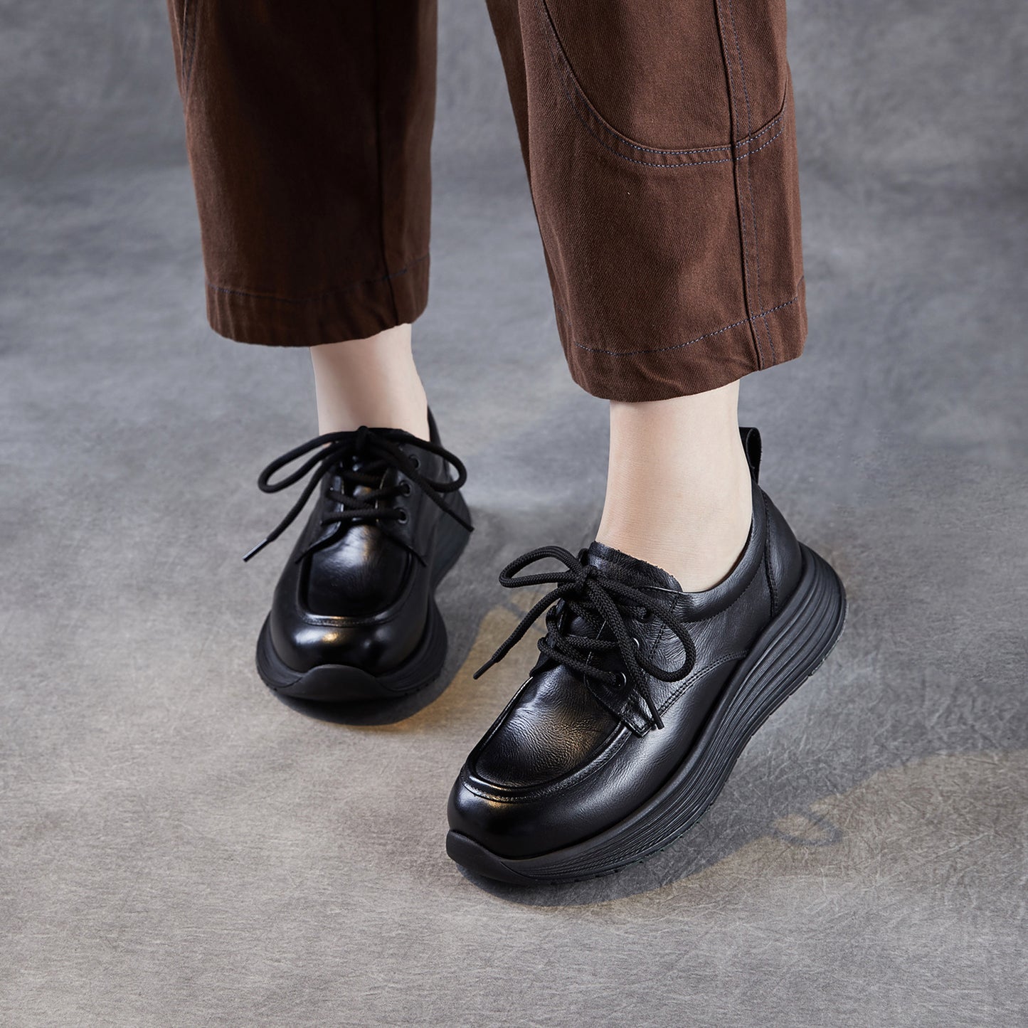Women's Soft Bottom Wedge Platform Retro Genuine Casual Shoes