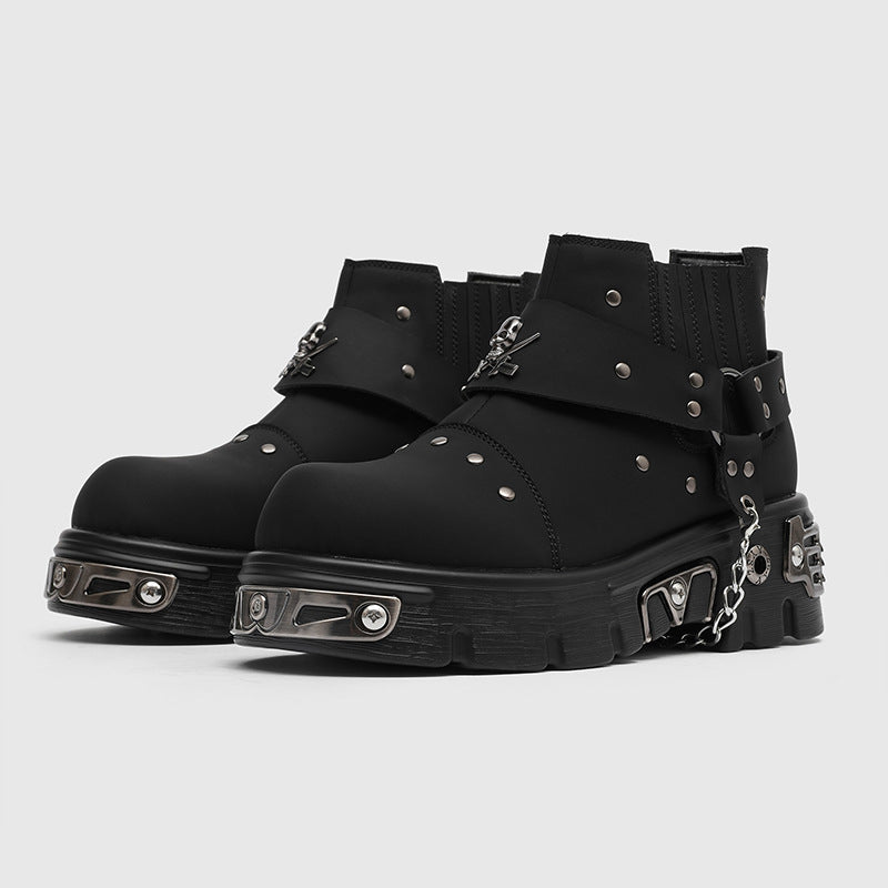 Punk Heavy Metal Skull Height Increasing Dark Rock Boots