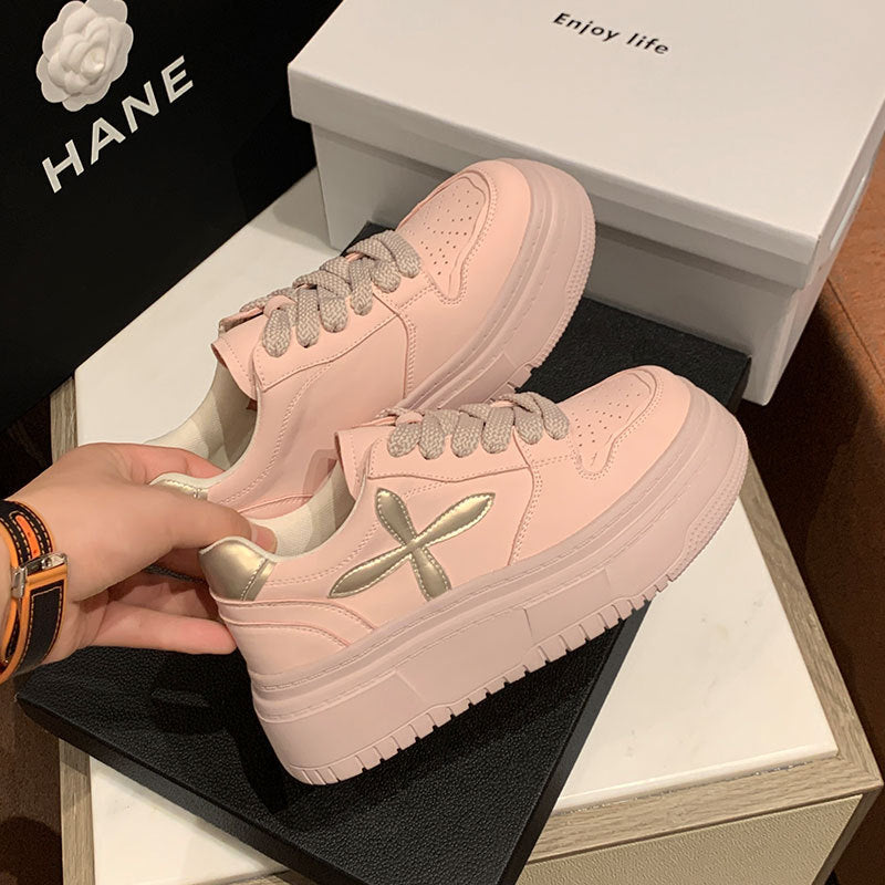 Women's Slim Fit Round Head Thick Bottom Hight Women's Casual Shoes