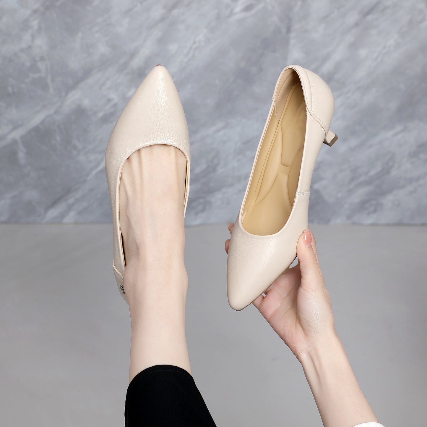 Women's Genuine Chunky Low-cut Spring Formal Wear High Heels