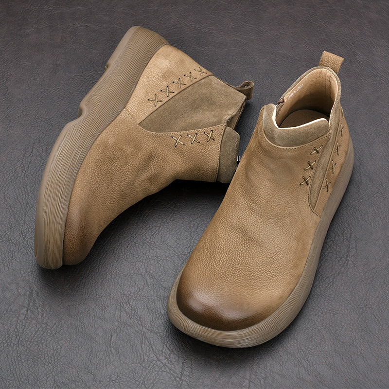 Men's Martin Winter Fleece-lined Chelsea Ankle Zipper Men's Leather Boots