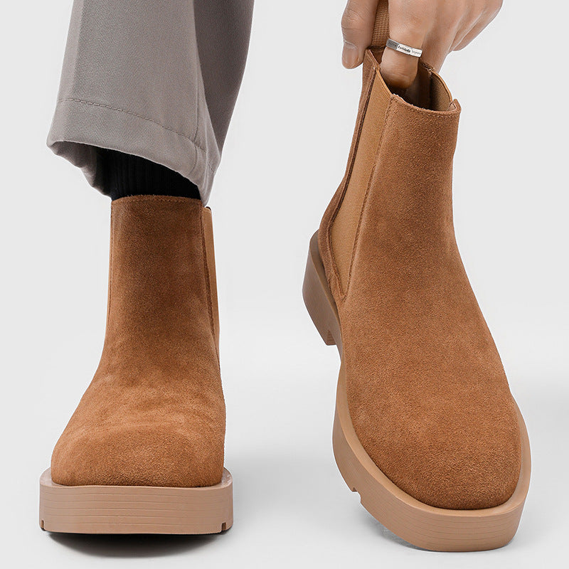 Men's Platform Chelsea Height Increasing Insole Short Boots