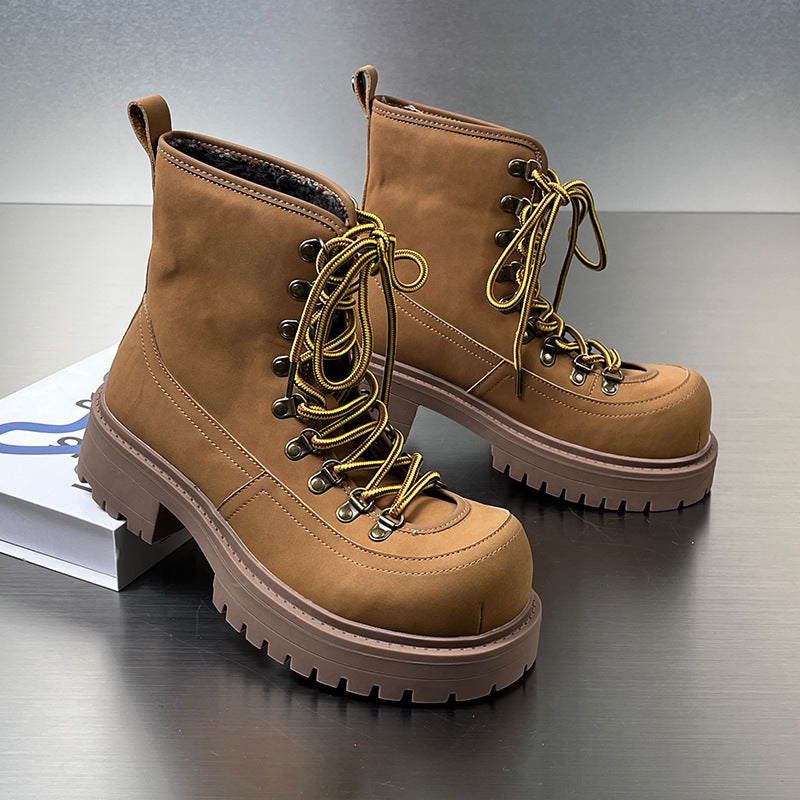 Men's Worker Outdoor Mountaineering Two-way Thick Sole Increased British Style Fashion Men's Martin Boots