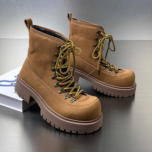 Men's Worker Outdoor Mountaineering Two-way Thick Sole Increased British Style Fashion Men's Martin Boots