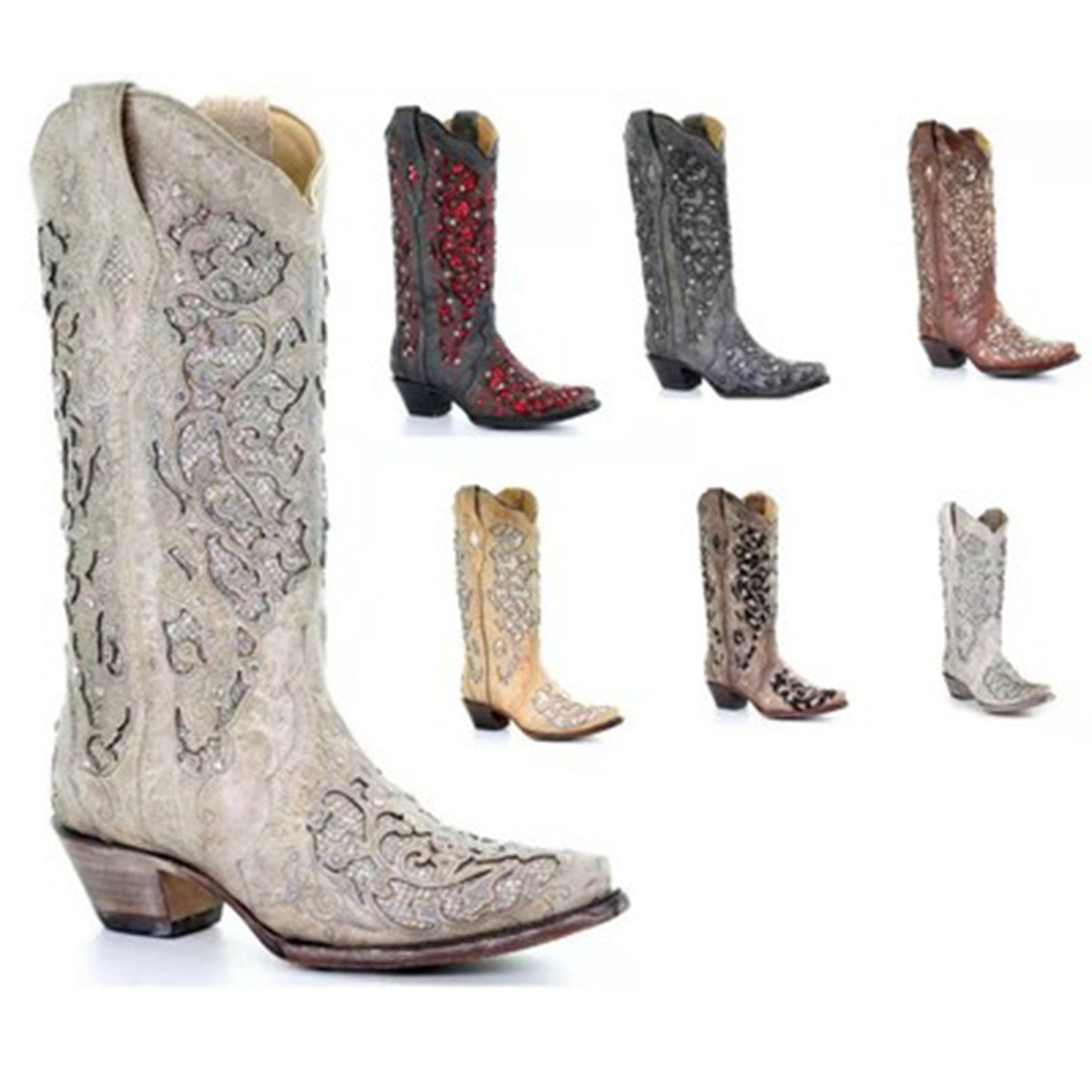 Women's Retro Pointed Embroidered Chunky Plus Size Men's Shoes