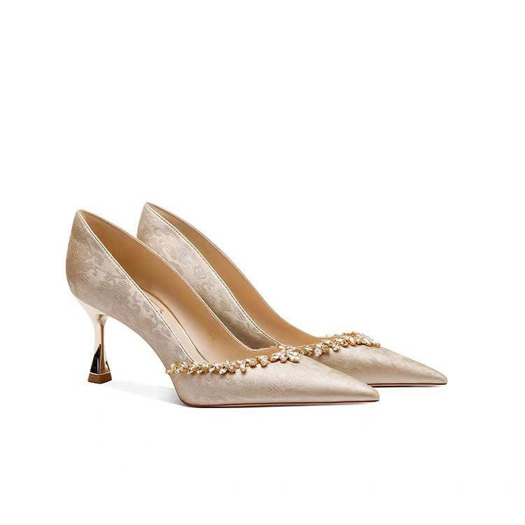 Rhinestone High Wedding Bridal Beautiful Champagne Women's Fashion Shoes